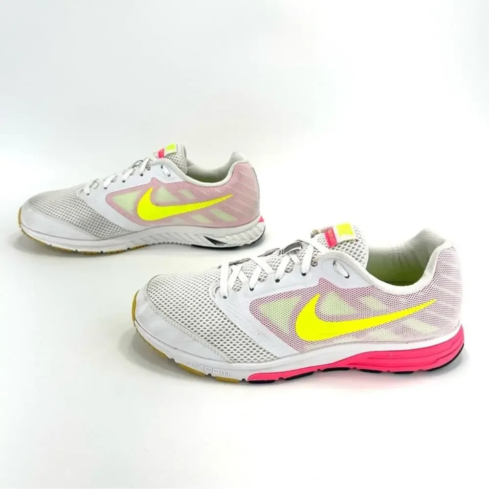 Nike Zoom Fly Dynamic Support Women Running Sneakers Size 10 White Pink Yellow